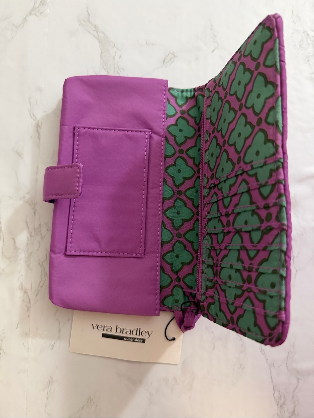 Vera Bradley Quilted Magenta Wristlet Clutch with Strap - Picture 3 of 5